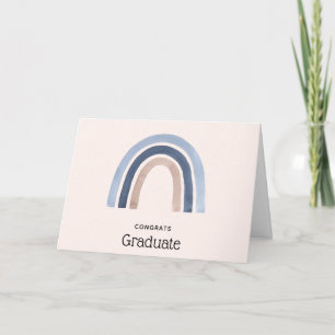Tarjeta Graduación del diseño del arcoiris azul y perpendi