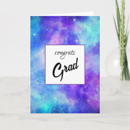 Tarjeta Graduación del espacio de galaxia púrpura y azul