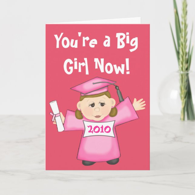 Tarjeta Graduación del preescolar/del chica de la (Anverso)