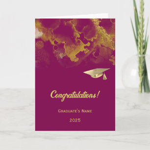 Tarjeta Graduación del Resumen de Oro Rojo Violeta de moda