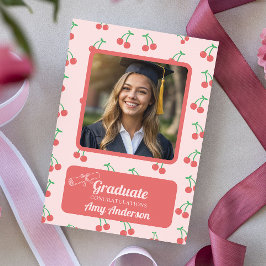 Tarjeta Graduación divertida de foto de cerezo rosa