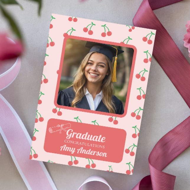 Tarjeta Graduación divertida de foto de cerezo rosa (Subido por el creador)