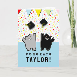 Tarjeta Graduación divertida de gatos