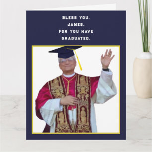 Tarjeta Graduación divertida de la escuela católica