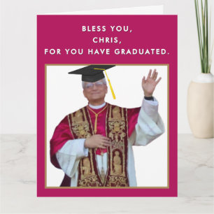 Tarjeta Graduación divertida de la escuela católica