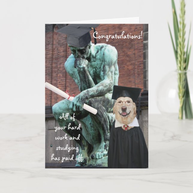 Tarjeta Graduación divertida de pensadores y perros (Anverso)