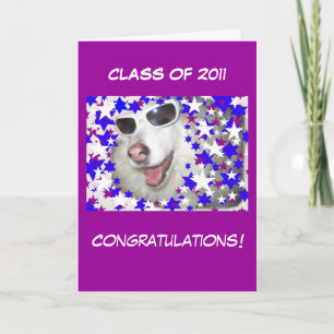 Tarjeta Graduación divertida de perro en morado