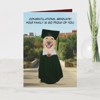 Tarjeta Graduación divertida de perro/laboratorio de famil