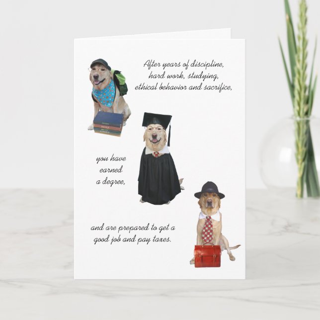 Tarjeta Graduación divertida de perros (Anverso)