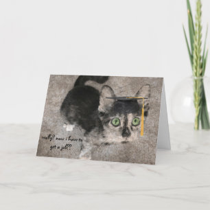 Tarjeta Graduación divertida, gatito de ojos amplios
