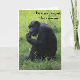 Tarjeta Graduación divertida, soñador del chimpancé,