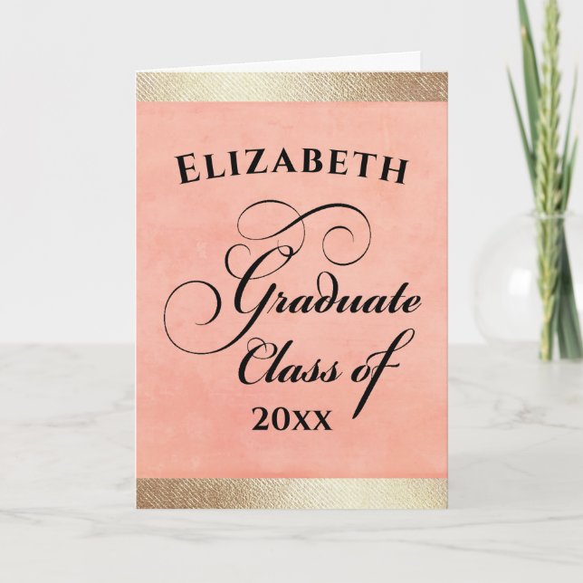 Tarjeta Graduación Elegante Oro Rosa Felicitaciones (Anverso)
