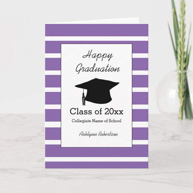 Tarjeta Graduación en 2025 de la clase púrpura rayada (Anverso)