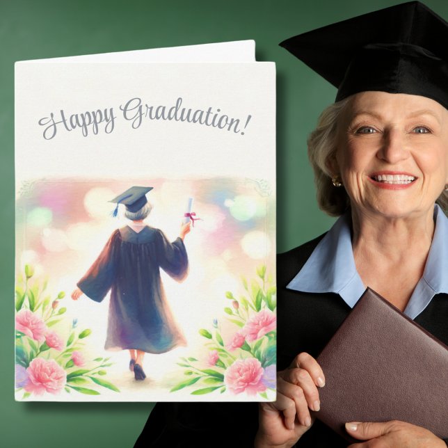 Tarjeta Graduación Feliz de Mujer Mayor (Subido por el creador)