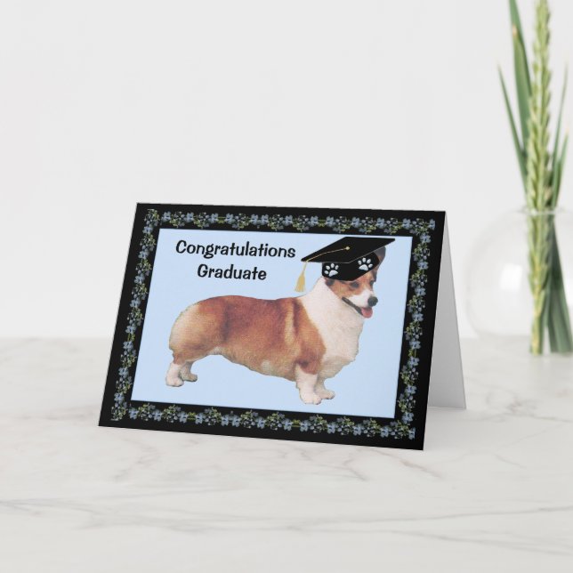 Tarjeta Graduación feliz del Corgi Galés del Pembroke (Anverso)