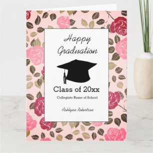 Tarjeta Graduación floral rosa de 2025