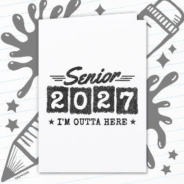 Tarjeta Graduación Fuera de Aquí Clase Superior Retró de 2
