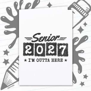 Tarjeta Graduación Fuera de Aquí Clase Superior Retró de 2