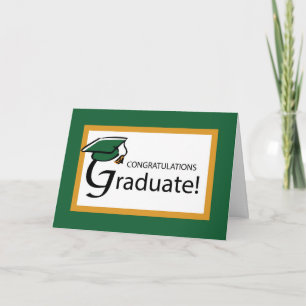 Tarjeta Graduación Green y Gold Felicitaciones Cap