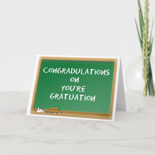 Tarjeta Graduación. Mal escrito. Divertido (Anverso)