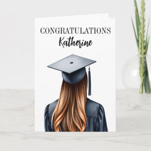 Tarjeta Graduación moderna personalizada Graduada mujer