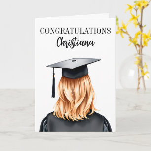Tarjeta Graduación moderna personalizada Graduada mujer