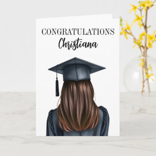Tarjeta Graduación moderna personalizada Graduada mujer