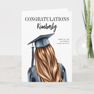 Tarjeta Graduación moderna personalizada Graduada mujer
