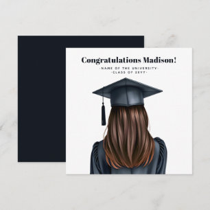Tarjeta Graduación moderna personalizada Graduada mujer