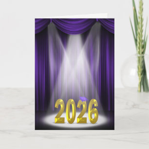 Tarjeta Graduación Morado y Dorado 2026 Colores del Colegi