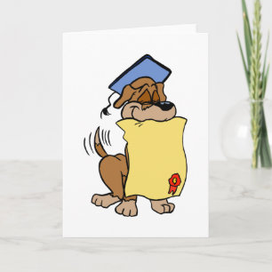 Tarjeta Graduación Perro de Cachorro Curio con Diploma en
