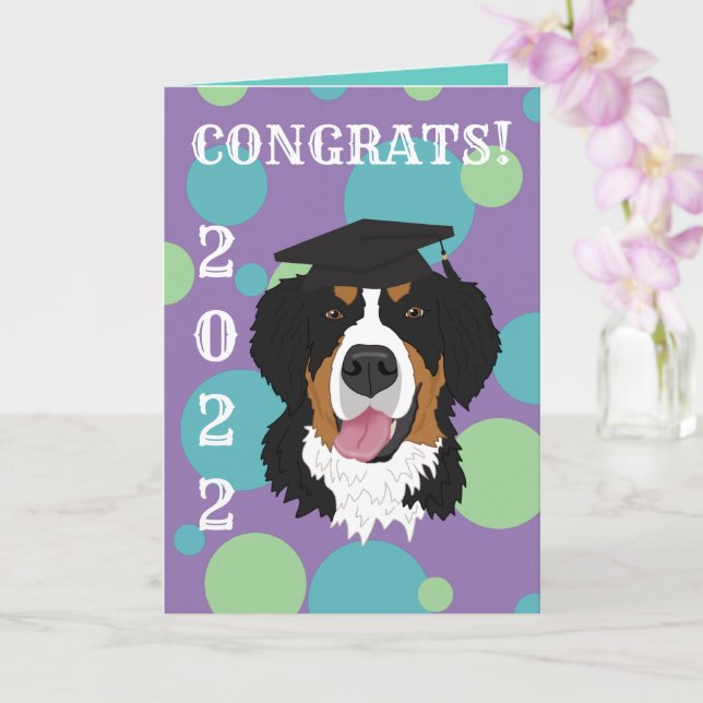 Tarjeta Graduación Perro de montaña de Bernese (Orquídea)