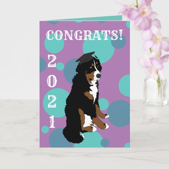 Tarjeta Graduación Perro de montaña de Bernese (Orquídea)