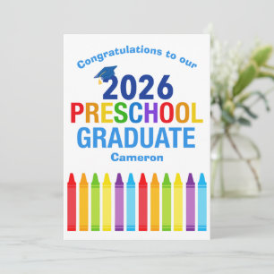 Tarjeta Graduación personalizada adorable de preescolar 20