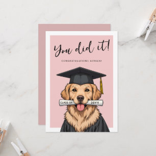 Tarjeta Graduación personalizada adorable golden retriever