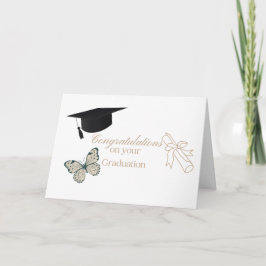 Tarjeta Graduación Personalizada con Mariposas y Gorra