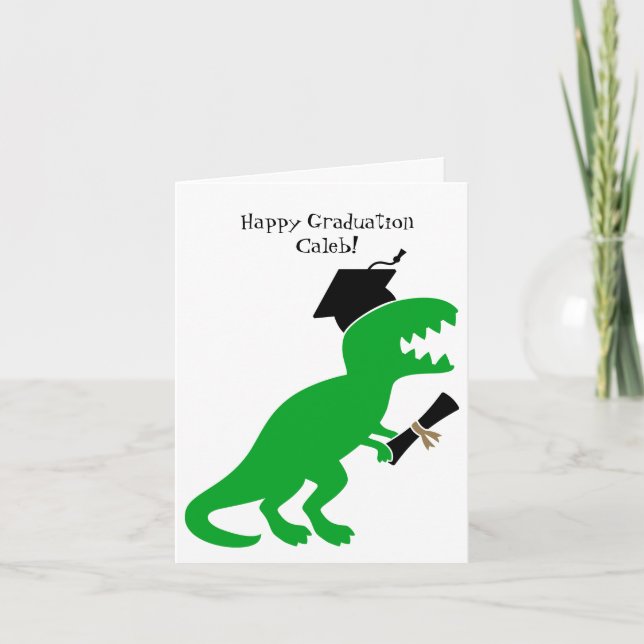 Tarjeta Graduación personalizada de Dinosaur Kindergarten (Anverso)