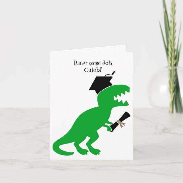 Tarjeta Graduación personalizada de Dinosaur Kindergarten (Anverso)