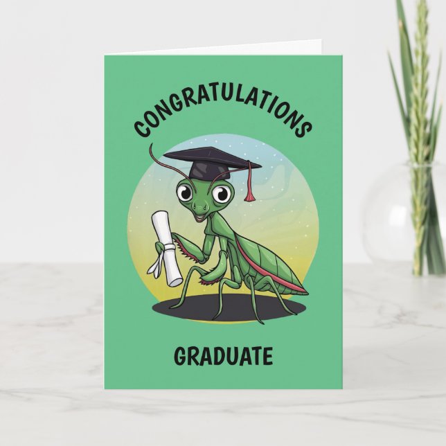 Tarjeta Graduación personalizada de Mantis de oración (Anverso)
