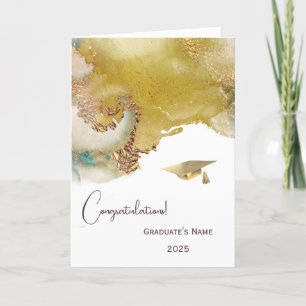 Tarjeta Graduación Personalizada Dorado Abstracto Verde Ac