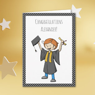 Tarjeta Graduación Personalizada Graduado Celebrando Lindo