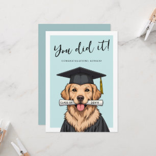 Tarjeta Graduación Personalizada Perrito Golden Retriever 
