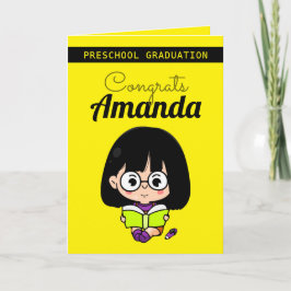 Tarjeta Graduación preescolar de Chica Amarillo
