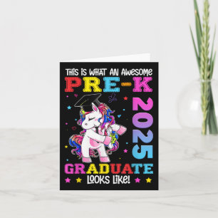 Tarjeta Graduación preescolar de Chicas de Unicornio de pr