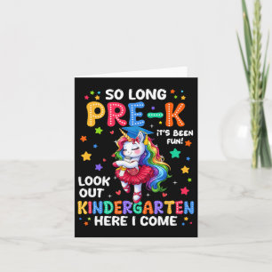Tarjeta Graduación Prek 2025 Unicorn Chica Kindergarten He