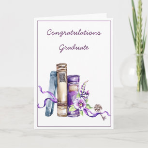 Tarjeta Graduación púrpura de acuarela femenina