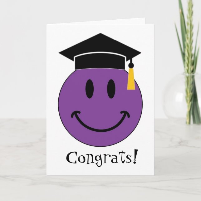 Tarjeta Graduación púrpura de la cara (personalizable) (Anverso)