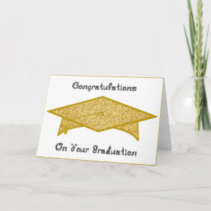 Tarjeta Graduación Purpurina de oro Gorra de papel / impre
