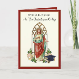 Tarjeta Graduación religiosa católica Rosas del Sagrado Co