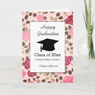 Tarjeta Graduación rosa floral de bonito